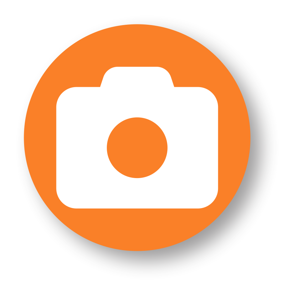 Icone de camera com fundo laranja